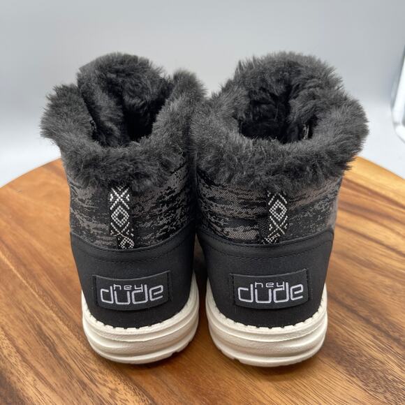 Hey Dude Lea Shoes Womens Size 9 Black Fur Lined Casual Comfort Boots Sneakers - Picture 4 of 8